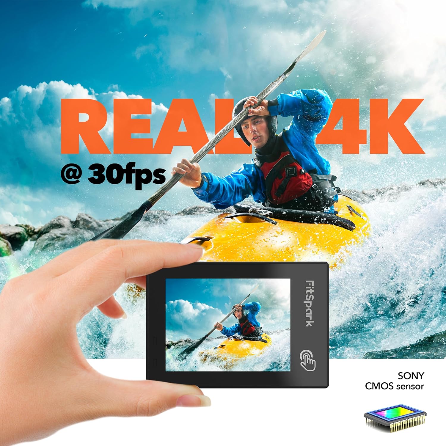Real 4k30FPS Action Camera Waterproof Dual ColorScreens with WiFi EIS Touch Screen Underwater Sports Camera with External Microphone Remote Control 2X Batteries Eagle i15 ProMax - Image 3