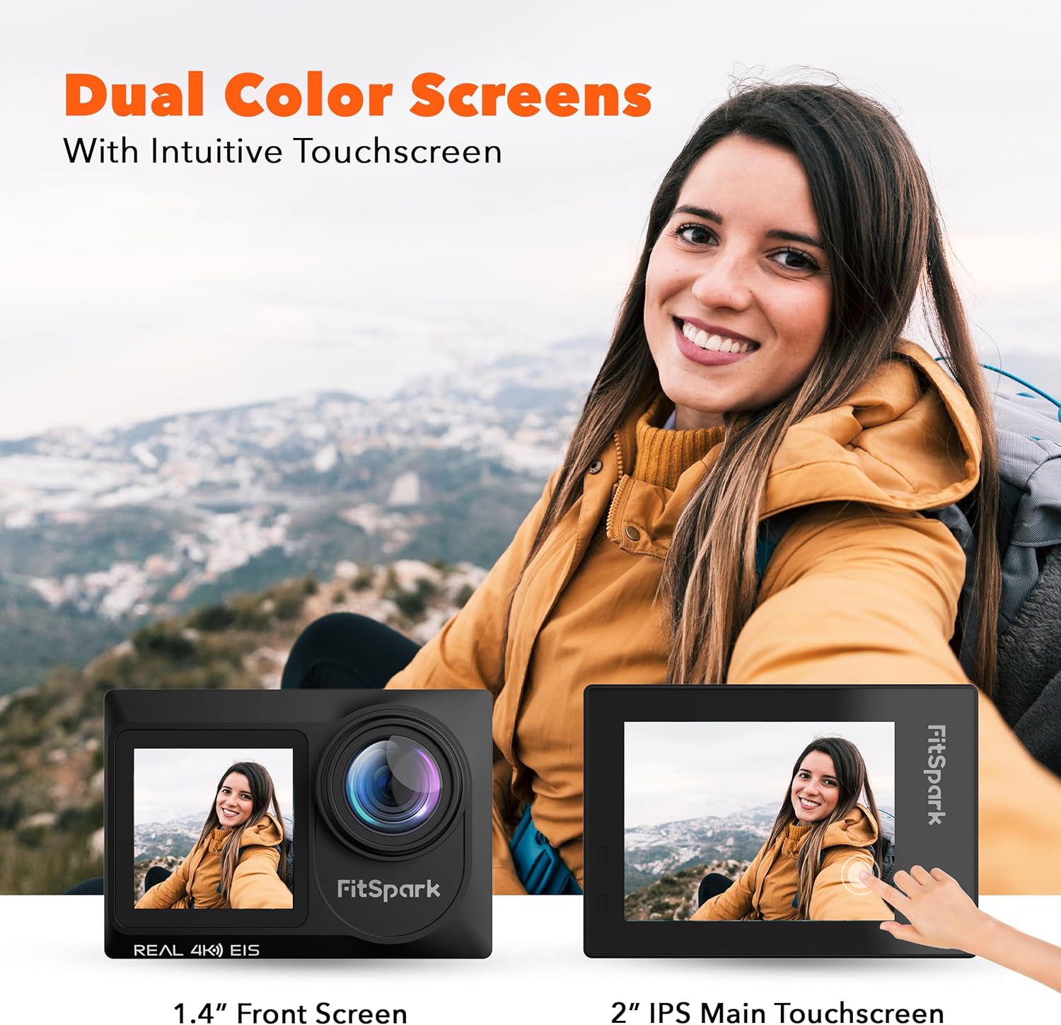 Real 4k30FPS Action Camera Waterproof Dual ColorScreens with WiFi EIS Touch Screen Underwater Sports Camera with External Microphone Remote Control 2X Batteries Eagle i15 ProMax - Image 4