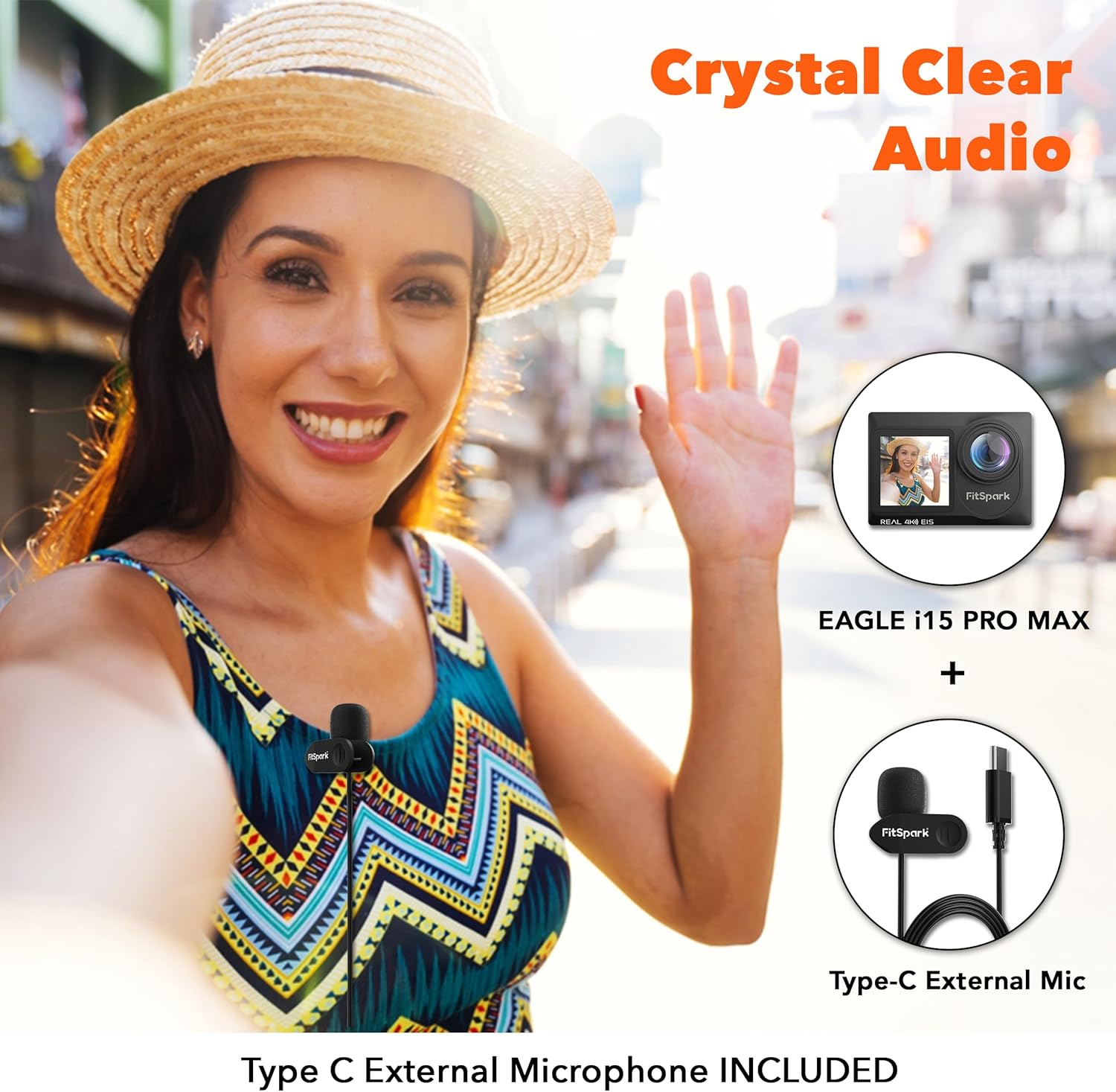 Real 4k30FPS Action Camera Waterproof Dual ColorScreens with WiFi EIS Touch Screen Underwater Sports Camera with External Microphone Remote Control 2X Batteries Eagle i15 ProMax - Image 6