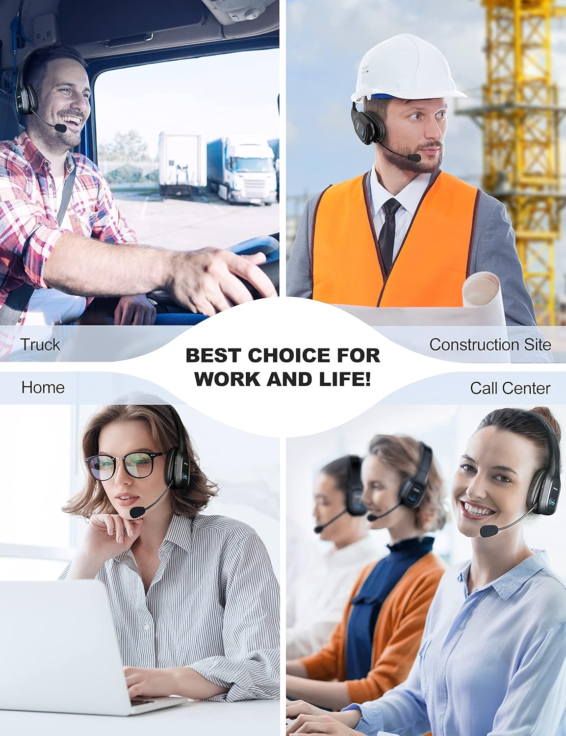 TECKNET Trucker Bluetooth Headphones with Microphone Noise Canceling Wireless On Ear Headset, Hands Free Wireless Headset for Cell Phone Computer Office Home Call Center Skype (Black) - Image 7